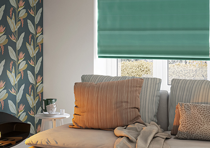 Akoya Faux Silk, Lustre Emerald Green - Twist&Fit Roman Blind - Image 5